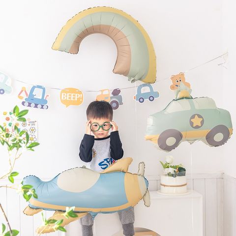 Bóng Gấu, Ô Tô, Máy Bay Retro Hàn Quốc - Bóng Nhôm Trang Trí Sinh Nhật An Toàn Cho Trẻ Em, Tái Sử Dụng, Nhiều Màu Sắc