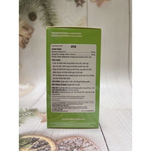 Viên uống bổ não OTiV Ecogreen - Cải thiện tình trạng thiếu máu não, tăng cường trí nhớ, hỗ trợ giấc ngủ và giảm đau nửa đầu (30 viên)