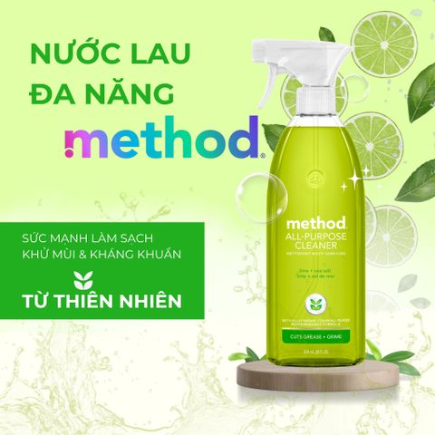 Nước Xịt Đa Năng Method Tinh Dầu Chanh & Muối Biển 828ml - Làm Sạch An Toàn, Khử Mùi, Diệt Khuẩn Từ Thiên Nhiên