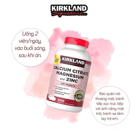 (Nhập khẩu) Viên Uống Kirkland Signature Calcium Citrate Magnesium và Kẽm 500mg - Bổ Sung Dinh Dưỡng Cho Sức Khỏe Xương Khớp, Hỗ Trợ Tăng Cường Miễn Dịch chính hãng