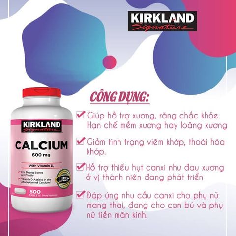 (Nhập khẩu) Viên uống bổ sung Canxi + Vitamin D3 Kirkland 500 viên - Tăng cường sức khỏe xương khớp hiệu quả, Chính hãng USA 727854