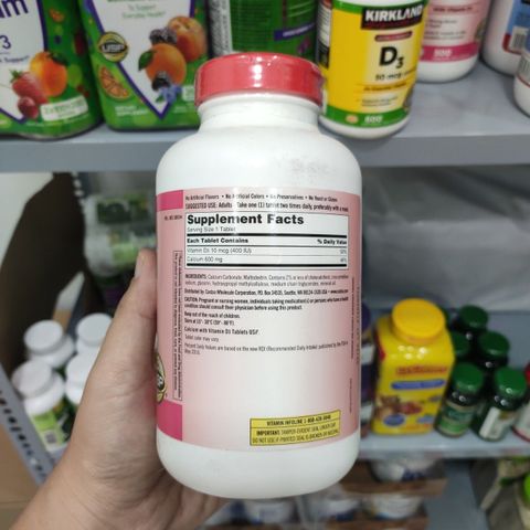 (Nhập khẩu) Viên uống bổ sung Canxi + Vitamin D3 Kirkland 500 viên - Tăng cường sức khỏe xương khớp hiệu quả, Chính hãng USA 727854