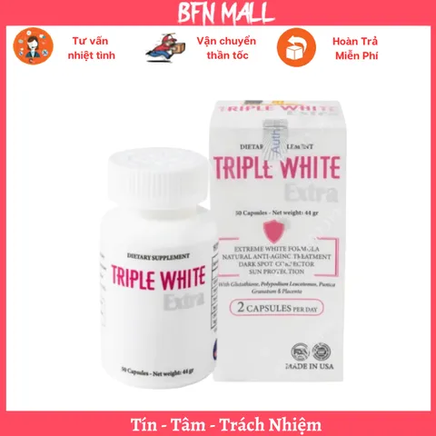 Viên Uống Trắng Da, Chống Nắng Giảm Thâm Nám Triple White Trắng Hộp 50 Viên [ Hàng chính Hãng ]
