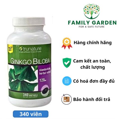 Viên uống Ginkgo Biloba 120mg Mỹ - Hỗ trợ trí nhớ, trị rối loạn tiền đình, tăng cường tuần hoàn máu não (340 viên)