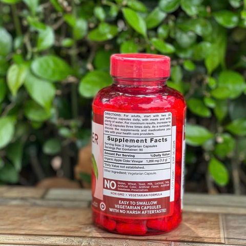 Viên Uống Giấm Táo Organic Giảm Cân và Hỗ Trợ Tiêu Hóa - 180 Viên Bổ Sung Dinh Dưỡng Từ Mỹ