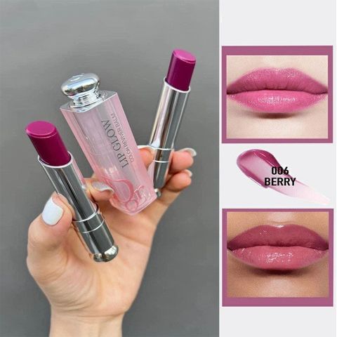 Son Dưỡng Dior Addict Lip Glow 006 Berry - Hồng Tím 3.2g Chính Hãng, Dưỡng Ẩm Tự Nhiên cho Môi, Sáng Bóng và Sang Trọng