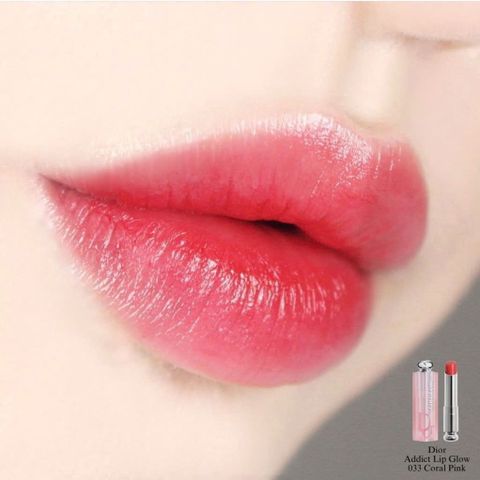Son Dưỡng Dior Addict Lip Glow Màu Hồng San Hô 033 Coral Pink - Chăm Sóc Môi Tự Nhiên 3.2g, Logo Đỏ Chính Hãng