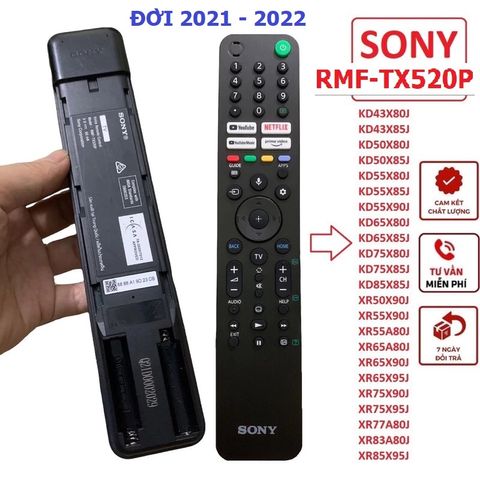 Điều Khiển Tivi Sony Giọng Nói RMF-TX520P - Remote Hàng Mới 2021-2022, Phím Bấm Nhạy, Kèm Pin, Made in Malaysia
