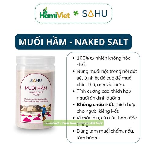 Muối Hầm Sahu 1kg - 100% Muối Biển Sạch Tự Nhiên, Nguyên Liệu Nấu Ăn Truyền Thống, Hương Vị Dịu Ngọt, Tốt Cho Sức Khỏe