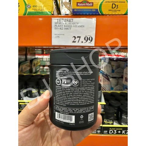 Vitamin SR D3 + K2 With Coconut Oil 125mcg (5000IU) - 160 Viên Vitamin Giúp Tăng Cường Sức Khỏe Xương Khớp Mỹ