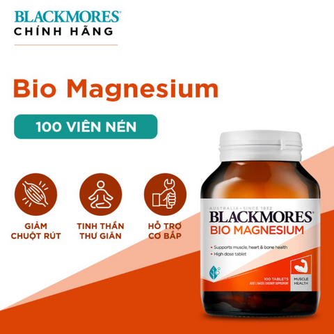 Viên Uống Blackmores Bio Magnesium 100 Viên - Hỗ Trợ Cơ Bắp, Giảm Căng Cứng, Bổ Sung Magie Từ Úc