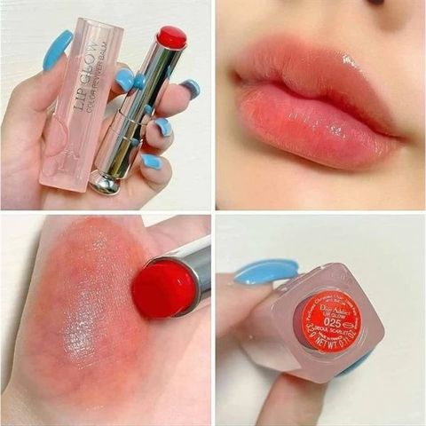 Son Dưỡng Dior Addict Lip Glow Balm 025 Seoul Scarlet - Son Dưỡng Ẩm Môi Màu Cam Đỏ Tươi Chính Hãng 3.2g