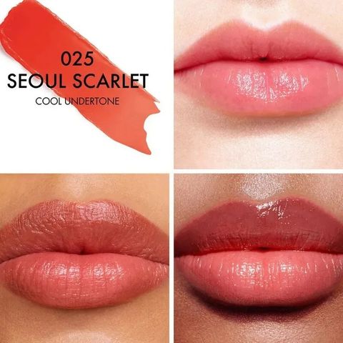 Son Dưỡng Dior Addict Lip Glow Balm 025 Seoul Scarlet - Son Dưỡng Ẩm Môi Màu Cam Đỏ Tươi Chính Hãng 3.2g