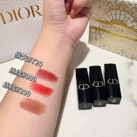 Set Son Dior Mini Rouge Lipstick Chính Hãng - 3 Màu Hồng Đất 720, Nâu Đất 200, Đỏ Thuần 999 - Dưỡng ẩm, Thiết Kế Nhỏ Gọn, Thời Trang
