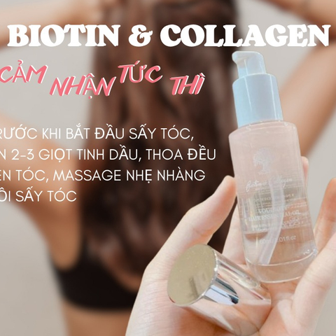Tinh Dầu Dưỡng Tóc Biotin & Collagen 60ml - Phục Hồi Tóc Hư Tổn, Dưỡng Ẩm, Giúp Tóc Mềm Mượt, Thấm Nhanh