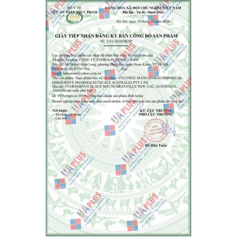 Vitatree Maxi Ginkgo 9500mg Max - Viên uống bổ não tăng cường tuần hoàn máu não, 60 viên Nhập khẩu Úc