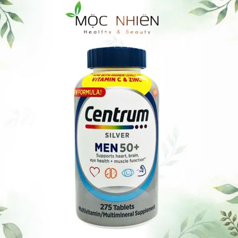 Vitamin Tổng Hợp Centrum Silver 50+ cho Nam - Hỗ Trợ Tim Mạch, Não Bộ, Xương và Hệ Miễn Dịch - 275 Viên Mỹ