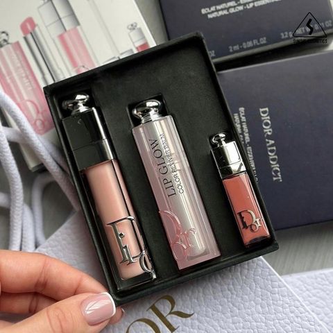 Set Son Dưỡng Dior Addict Natural Glow 3 Món Chính Hãng - Dưỡng Môi Mềm Mại, Tự Nhiên, Phù Hợp Mọi Tông Da