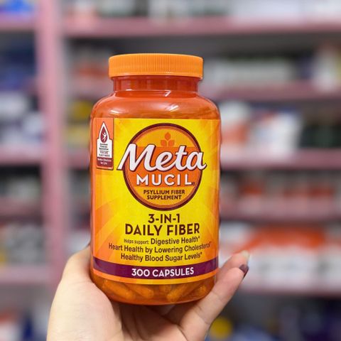 Metamucil Psyllium Fiber 3-in-1 - Viên Hỗ Trợ Tiêu Hóa, Tim Mạch & Đường Huyết – 300 Viên Mỹ, Chất Xơ Hòa Tan Tự Nhiên