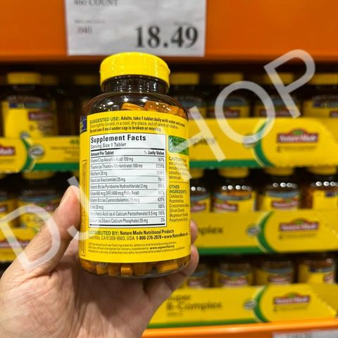 Viên Uống Vitamin B Tổng Hợp Nature Made Super B-Complex With C 460 Viên - Tăng Cường Năng Lượng, Hỗ Trợ Sức Khỏe Tinh Thần