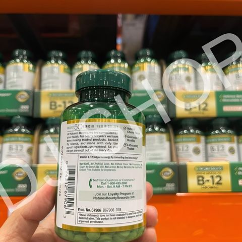 Viên uống Vitamin B12 Nature’s Bounty 2500mcg 300 viên - Bổ sung năng lượng, hỗ trợ sức khỏe hệ thần kinh và tế bào hồng cầu