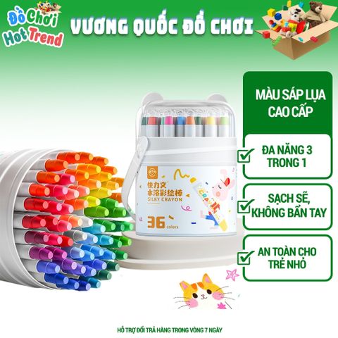 Bộ bút màu sáp lụa CRAYON an toàn không dính bẩn tay cho bé - Hộp vặn dễ sử dụng, phù hợp cho trẻ từ 3 tuổi trở lên
