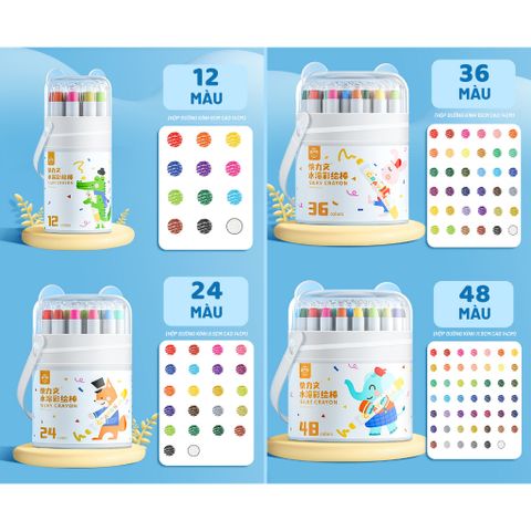 Bộ bút màu sáp lụa CRAYON an toàn không dính bẩn tay cho bé - Hộp vặn dễ sử dụng, phù hợp cho trẻ từ 3 tuổi trở lên