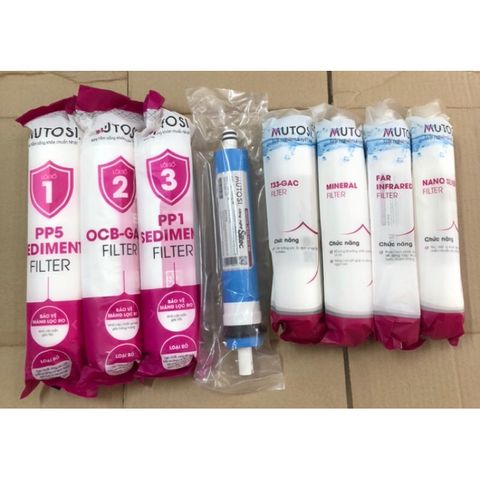 Bộ 8 Lõi Lọc Nước Đúc Nối Nhanh MUTOSI Chính Hãng - Thay Thế MP-350-BKQ, Bảo Vệ Màng Lọc, Nước Sạch An Toàn