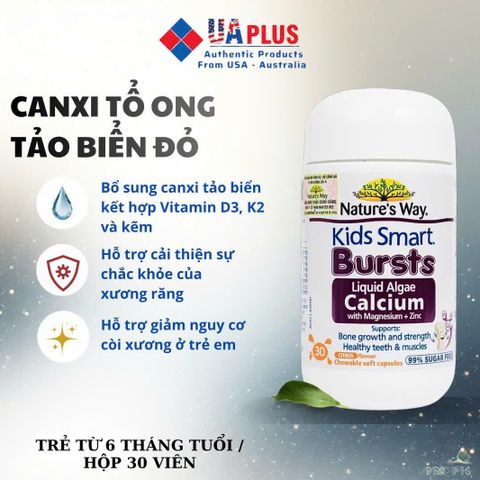 Nature's Way Bursts Calcium With Magnesium + Zinc - Bổ Sung Canxi Cho Sức Khỏe Xương - 30 Viên Nhập Khẩu Chính Ngạch Từ Úc