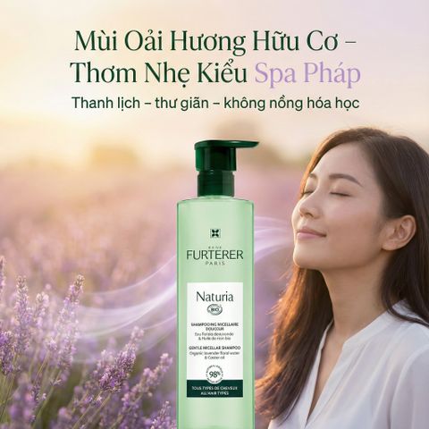 Dầu Gội Micellar Hữu Cơ René Furterer Naturia Organic 400ml - Làm Sạch Nhẹ Nhàng, Bảo Vệ Da Đầu Nhạy Cảm, Không Silicone, Không Sulfate