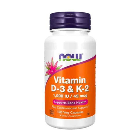 Viên uống Vitamin D3 K2 Now 120 viên - Tăng cường sức khỏe xương khớp và miễn dịch, hỗ trợ phát triển chiều cao cho trẻ em và người lớn