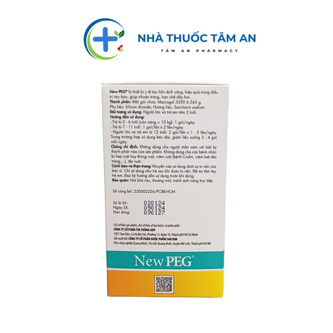 NEW PEG 3350 - Hỗ trợ cải thiện táo bón cho trẻ em và người lớn - Hộp 30 gói pha uống tiện lợi