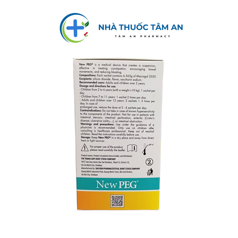 NEW PEG 3350 - Hỗ trợ cải thiện táo bón cho trẻ em và người lớn - Hộp 30 gói pha uống tiện lợi