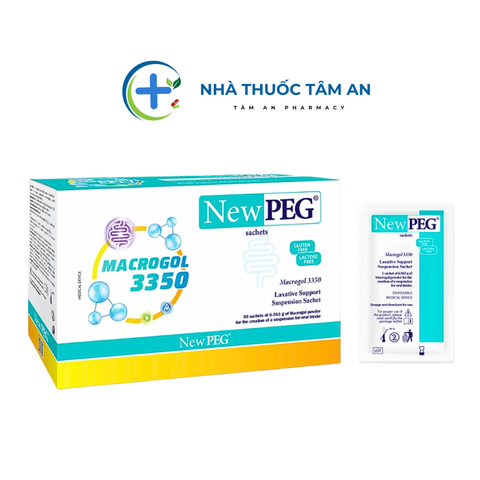 NEW PEG 3350 - Hỗ trợ cải thiện táo bón cho trẻ em và người lớn - Hộp 30 gói pha uống tiện lợi