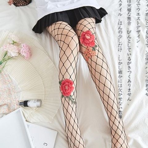 Tất Lưới Đính Hoa Hồng Sexy Quyến Rũ - Vớ Lưới Thời Trang Cao Cấp Phù Hợp Mọi Trang Phục, Tăng Vẻ Đẹp Đôi Chân
