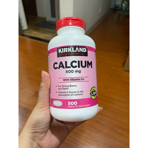 Viên uống Canxi Kirkland Signature 600mg + D3 - Bổ sung Canxi và Vitamin D3 cho xương và răng chắc khỏe, chai 500 viên xuất xứ Mỹ.
