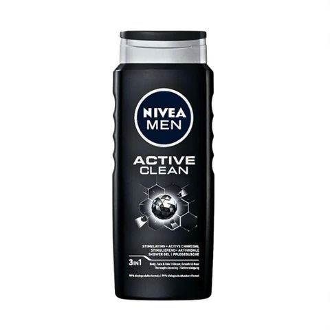 Sữa Tắm Nivea Men Active Clean 3in1 500ml - Sản Phẩm Giúp Làm Sạch Cơ Thể, Mặt, Tóc, Thích Hợp Cho Nam Giới Năng Động