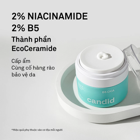 Kem Dưỡng Ẩm B5 CANDID 50ml - Kem Phục Hồi Da CICA Repair & Soothing Cream, Dưỡng Ẩm, Dành Cho Da Nhạy Cảm