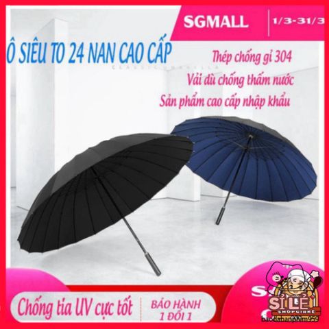 Ô Dù Thời Trang Siêu Bền 24 Nan Chống Nắng, Chống Mưa, Kích Thước 116cm - Quai Đeo Tiện Lợi, Bảo Hành Uy Tín