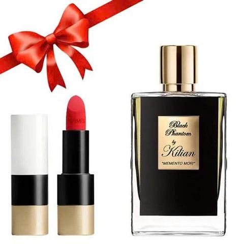 Combo Nước Hoa Kilian Black Phantom Memento Mori EDP 50ml và Son Hermès Rouge Mat 64 Casaque - Quà Tặng Sang Trọng Dành Cho Phái Đẹp