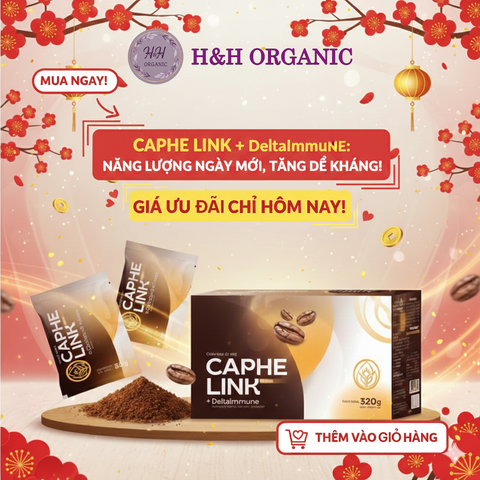 Cà Phê Hòa Tan CAPHE LINK + DeltaImmune 320g - Đậm Vị, Tỉnh Táo, Dễ Uống - Thức Uống Tiện Lợi Cho Ngày Mới Năng Động