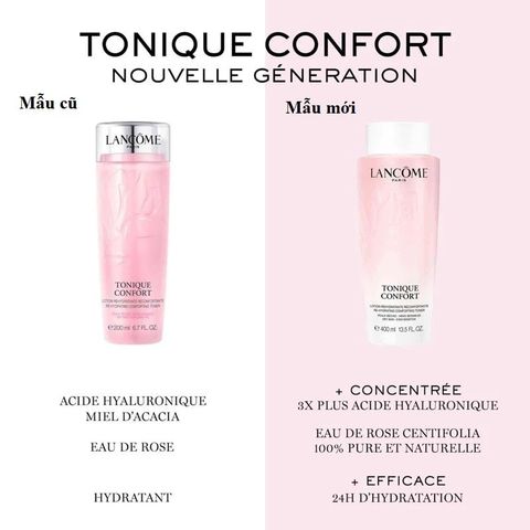 Nước Hoa Hồng Lancôme Tonique Confort 400ml - Giúp Cân Bằng Độ Ẩm Da, Dưỡng Ẩm Mềm Mại, Chính Hãng, Thích Hợp Mọi Loại Da