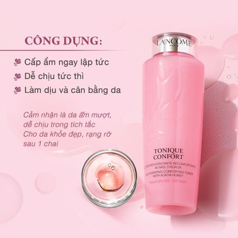 Nước Hoa Hồng Lancôme Tonique Confort 400ml - Toner Cấp Ẩm, Làm Sạch Da Mịn Màng, Dưỡng Da Khỏe Mạnh, Phù Hợp Mọi Loại Da