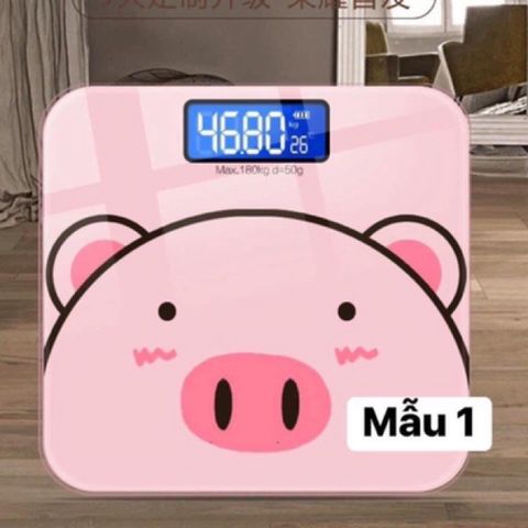 Cân Điện Tử Sức Khỏe Heo Hồng Siêu Cute - Cân Đo Chính Xác, Kính Chịu Lực, LED Sáng Đêm - Hàng Có Sẵn Sỉ Từ 3