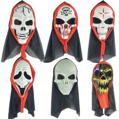 Mặt Nạ Xương Sọ Halloween - Mặt Nạ Hóa Trang Kinh Dị Có Vải Trùm Đầu - Phụ Kiện Tiệc Hóa Trang Độc Đáo