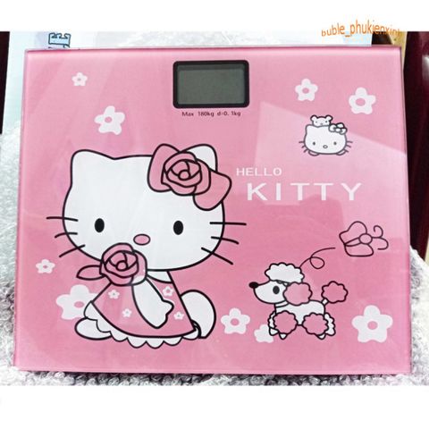 Cân Điện Tử Hình Mèo Hello Kitty - Kính Cường Lực, Chịu Lực Tối Đa 180KG, Thiết Kế Dễ Thương, Bảo Hành 1 Năm