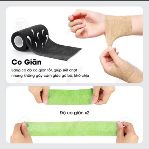 Băng Dán Quấn Cơ Thể Thao Cao Su Non - Chống Chấn Thương, Giúp Bảo Vệ Khớp, Đa Năng, Tái Sử Dụng, Tiện Lợi, Nhiều Màu Sắc