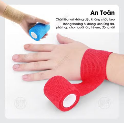 Băng Dán Quấn Cơ Thể Thao Cao Su Non - Chống Chấn Thương, Giúp Bảo Vệ Khớp, Đa Năng, Tái Sử Dụng, Tiện Lợi, Nhiều Màu Sắc