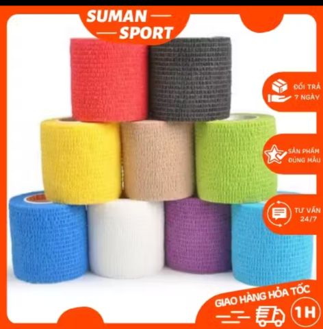 Băng Dán Quấn Cơ Thể Thao Cao Su Non - Chống Chấn Thương, Giúp Bảo Vệ Khớp, Đa Năng, Tái Sử Dụng, Tiện Lợi, Nhiều Màu Sắc