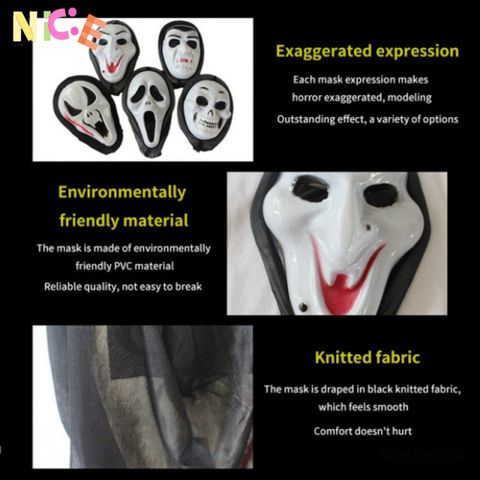 Mặt nạ Halloween Hồn Ma Đầu Skull - Mặt Nạ Halloween Chất Liệu Nhựa Không Độc, Trang Phục Ma Quái Cho Bữa Tiệc Hóa Trang